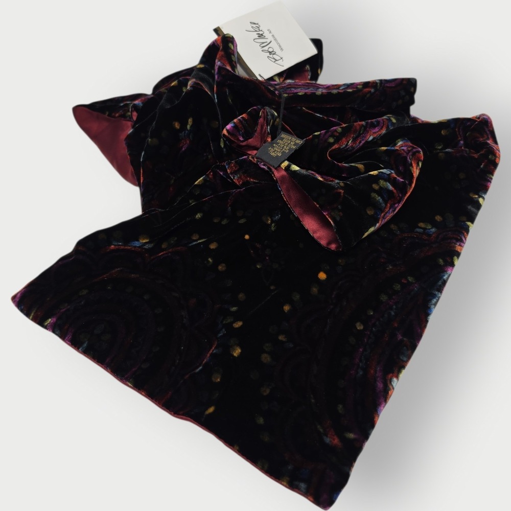 NEW Vintage Bob Mackie Wearable Art Silk Velvet Burnout Scarf Shawl Burgundy 66" - Picture 4 of 8